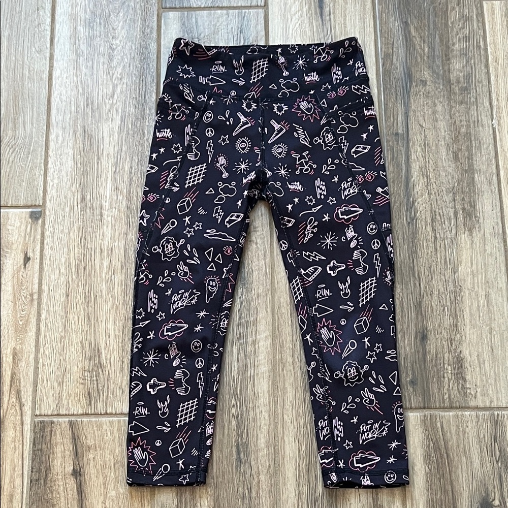 Tek Gear Black Leggings with Fun Graphics